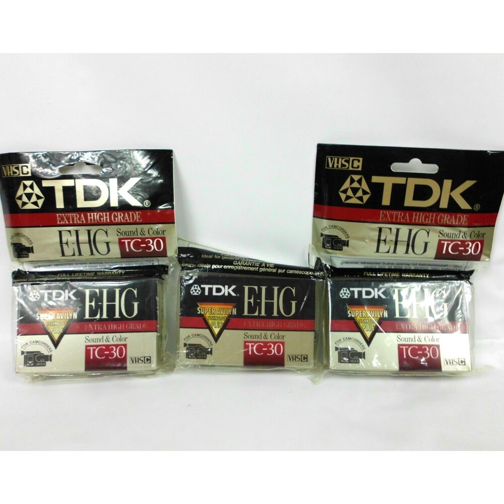 TDK E-HG TC-30 Video Camcorder Cassette Tapes Super Avilyn 30 Min Lot of 3 New